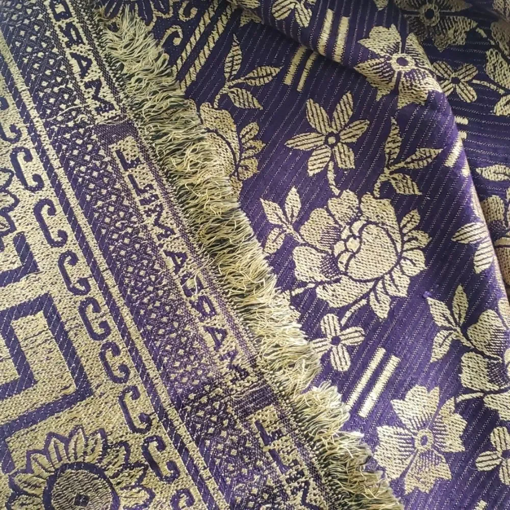 purple and gold batik tablecloth